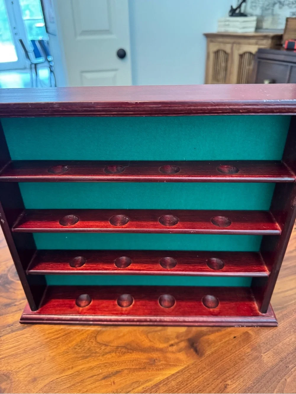 16 Ball Mahogany Wood Golf Ball Display Cabinet Case Rack Wall Mount